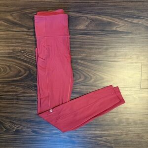 Lululemon Fast And Free Burgundy Red Leggings